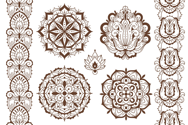 mehndi-elements-ethnic-temporary-henna-tattoo-elegant-brown-ornaments