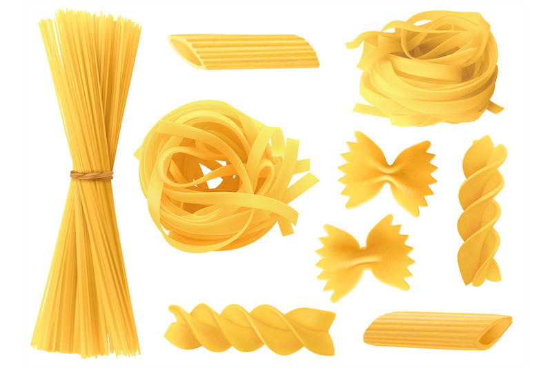 italian-pasta-types-realistic-3d-dry-spaghetti-penne-and-homemade-t