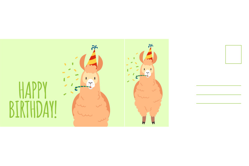 happy-birthday-postcard-holiday-card-with-cute-llama-in-festive-cone