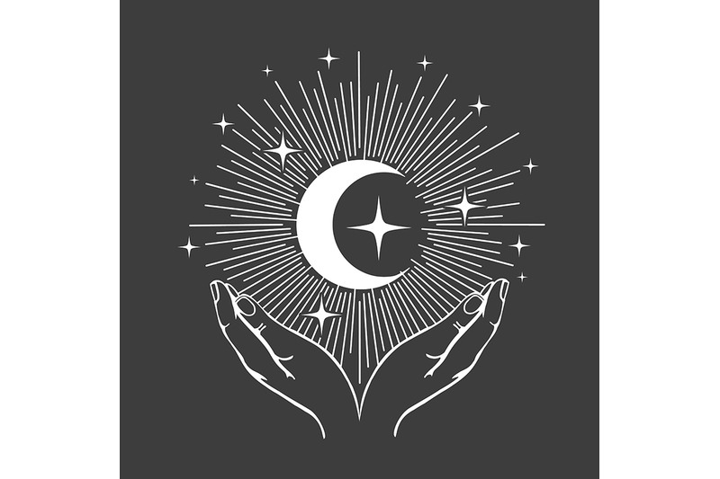 hands-and-crescent-moon-with-stars-esoteric-illustration