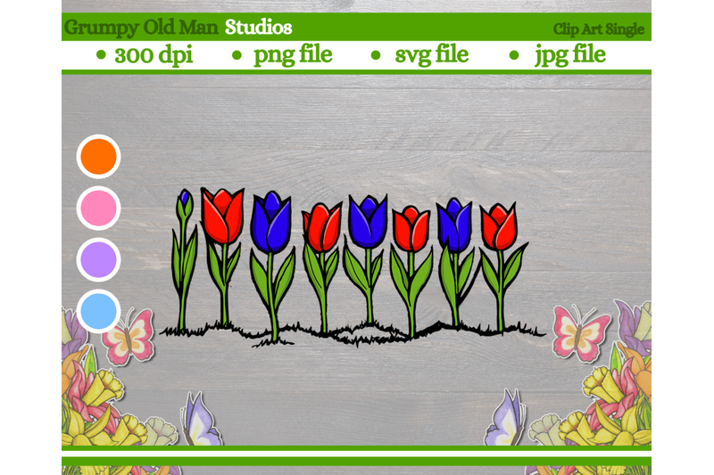 row-of-tulips