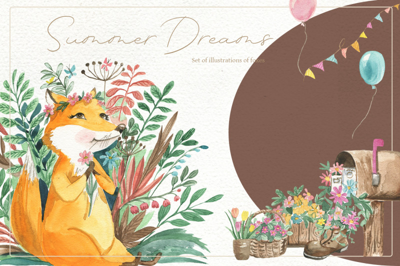 set-of-illustrations-of-foxes