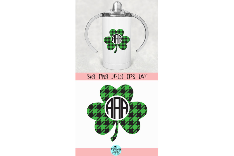 buffalo-plaid-circle-shamrock-monogram-svg