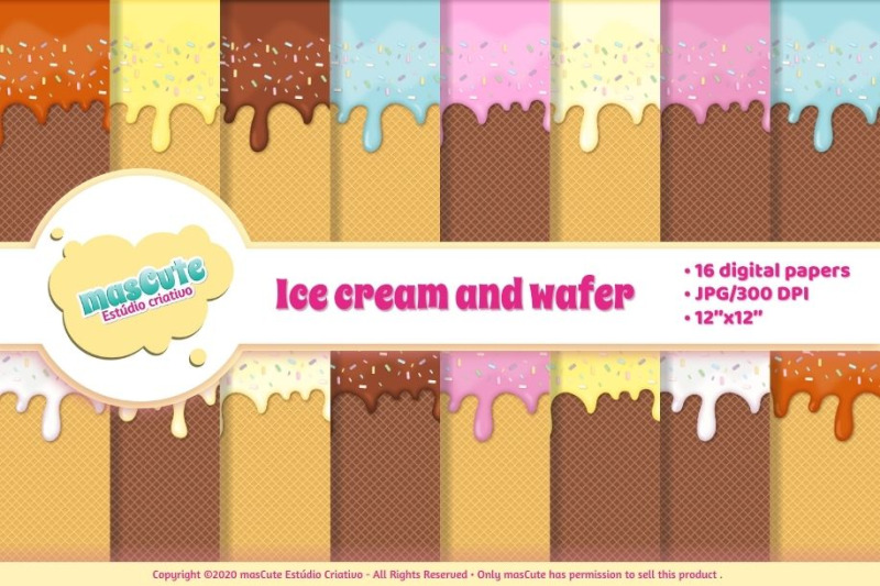 ice-cream-and-wafer-digital-paper