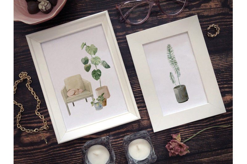 cosy-house-plants-watercolor-illustrations-nbsp