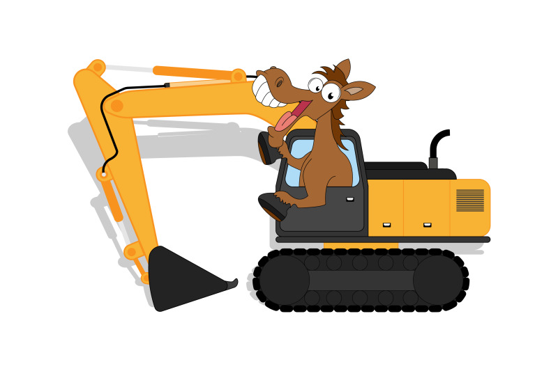 cute-horse-cartoon-ride-excavator