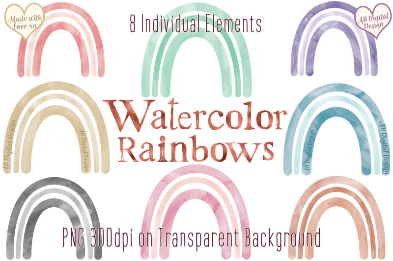 boho-rainbows-clipart-watercolor-baby-nursery-rainbow-png