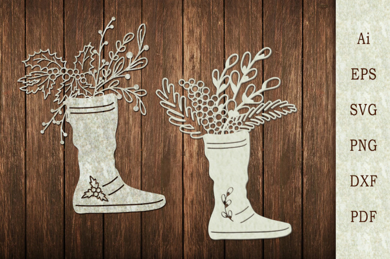 papercut-template-made-of-flowers-and-branches-in-a-boot