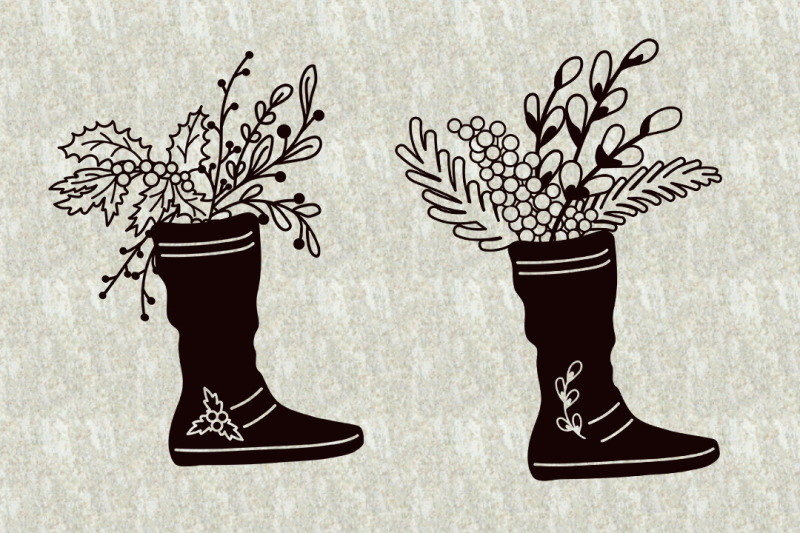 papercut-template-made-of-flowers-and-branches-in-a-boot