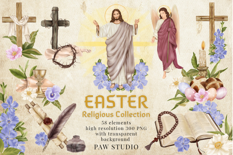 religious-easter-clipart-jesus-risen-cross-spring-flowers
