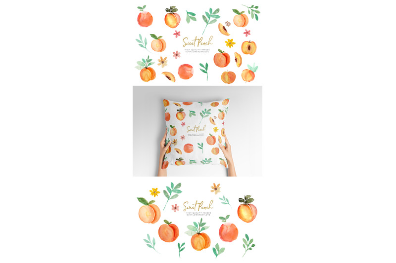 peach-fruit-clipart-watercolor-peach-clipart-peach-leaves