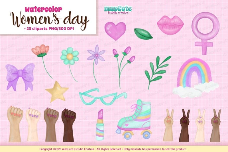 women-039-s-day-watercolor-clipart-set