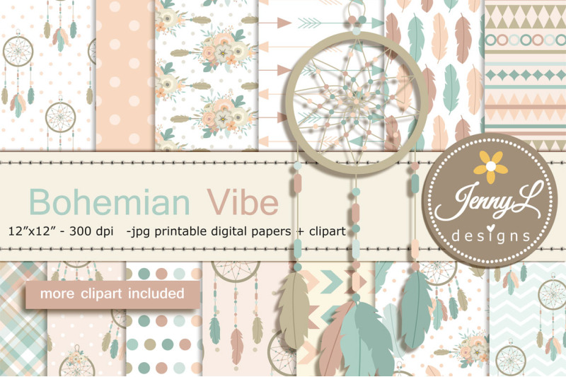 bohemian-digital-papers-and-clipart