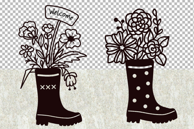 rubber-boots-with-flowers-template