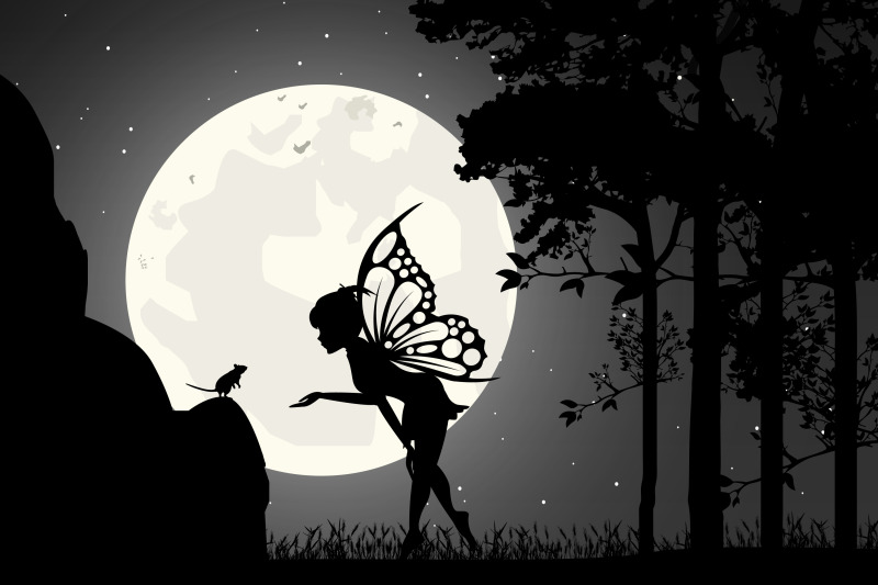 cute-fairy-and-mouse-silhouette