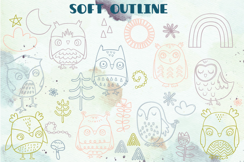 owl-color-doodles-hand-drawn-bird-sun-rainbow-moon-flowers