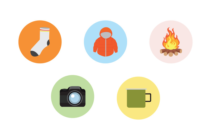 camping-bonfire-flat-icon-bundle