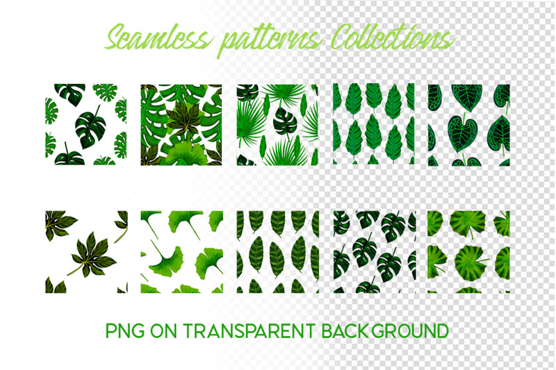 tropical-leaves-seamless-pattern-set
