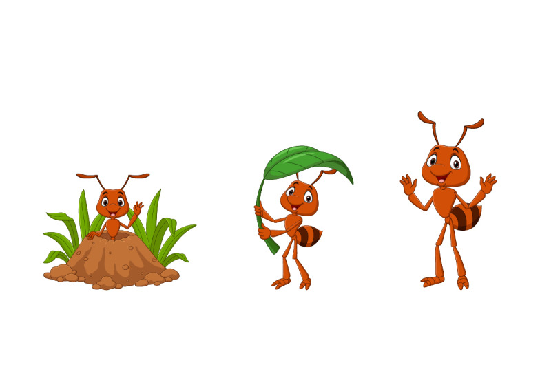 set-of-six-cartoon-brown-ant-animal