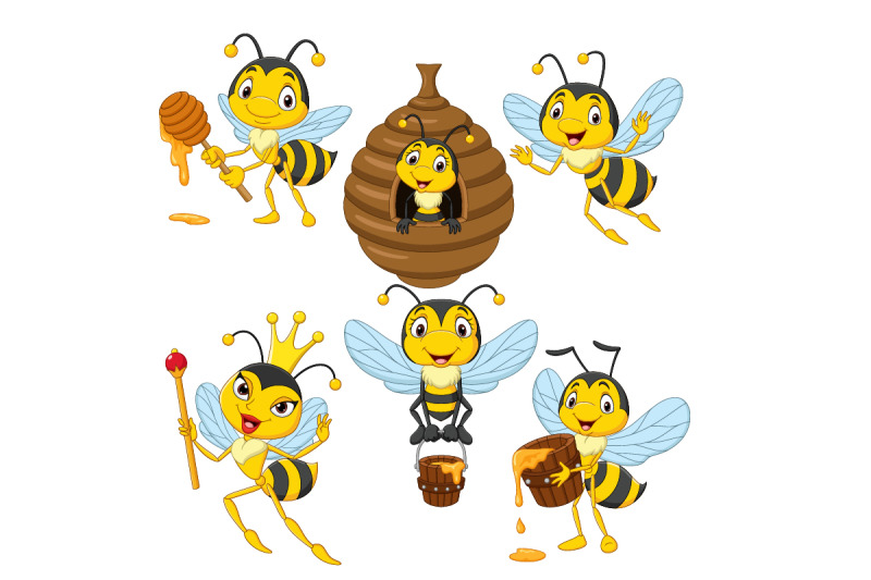 set-of-six-cartoon-bees-character