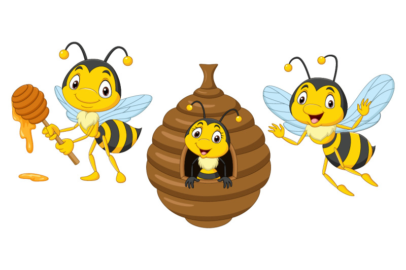 set-of-six-cartoon-bees-character