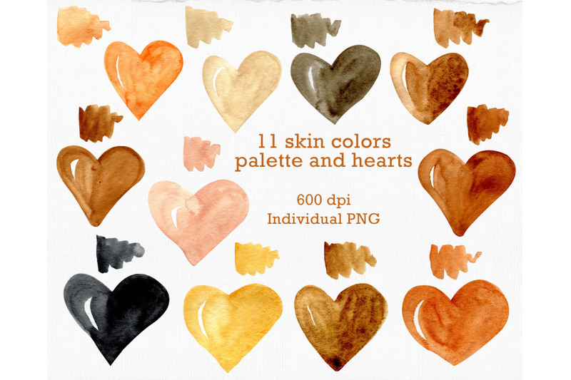 black-heart-skin-color-clipart-gold-texture-heart-watercolor-palette
