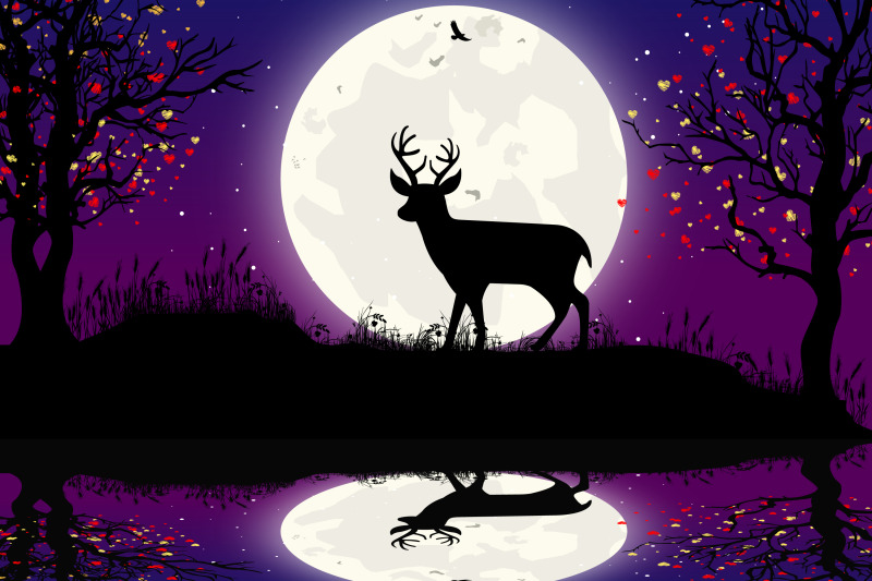 cute-deer-and-moon-silhouette