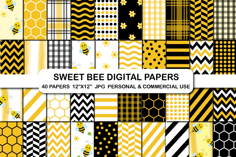 sweet-bee-digital-papers-pack-bees-background-digital-paper