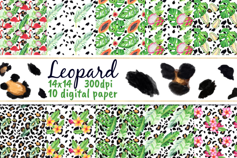 tropical-leopard-digital-paper-safari-jungle