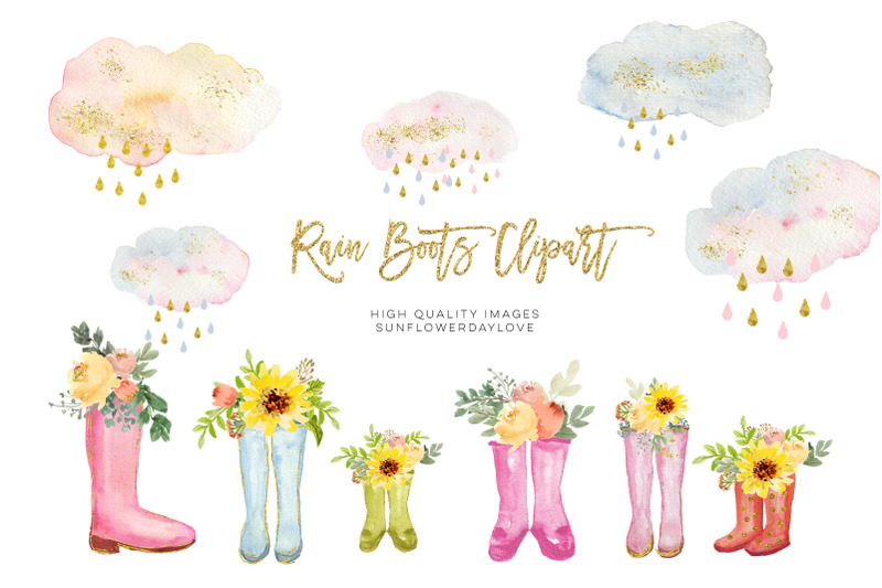 spring-rain-boot-with-flowers-clipart-sunflowers-boots-watercolor