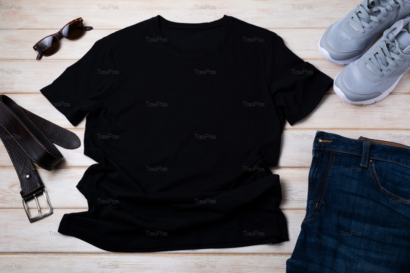 mens-t-shirt-mockup-with-running-shoes-and-leather-belt