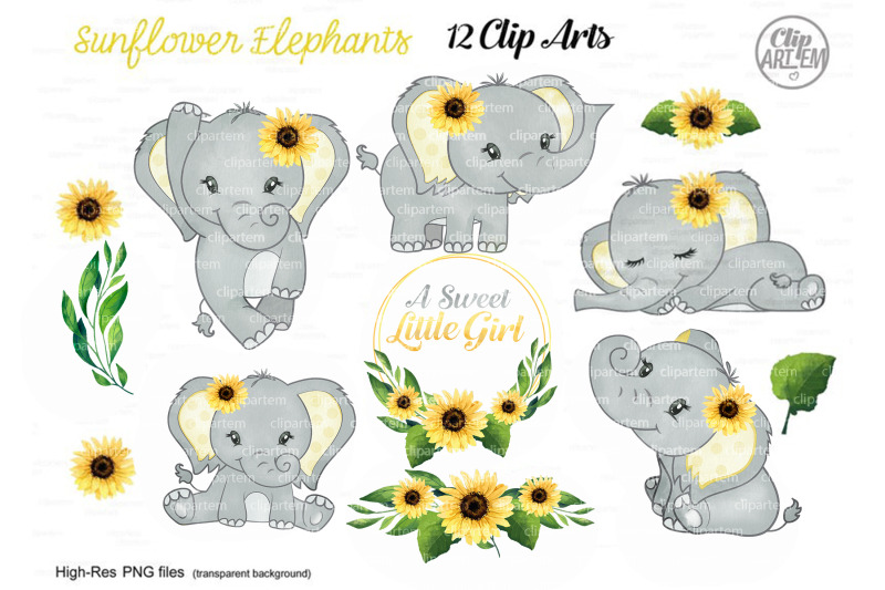 quot-sunflower-elephant-rustic-png-set-sublimation-images