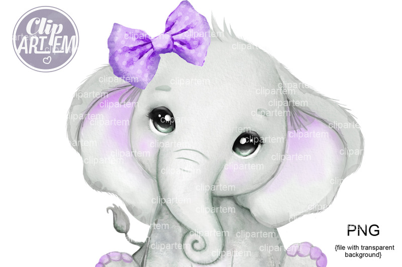 purple-bow-elephant-png-clip-art-shower-birthday-decor-digital-image