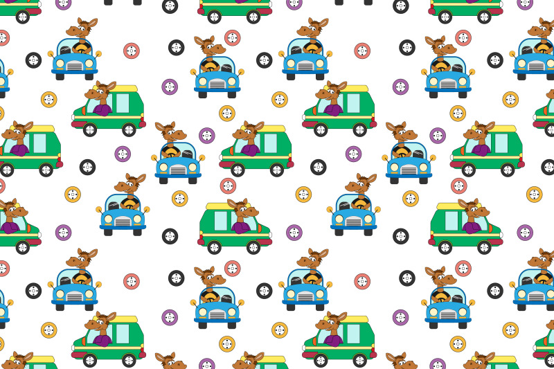 cute-horse-and-car-pattern