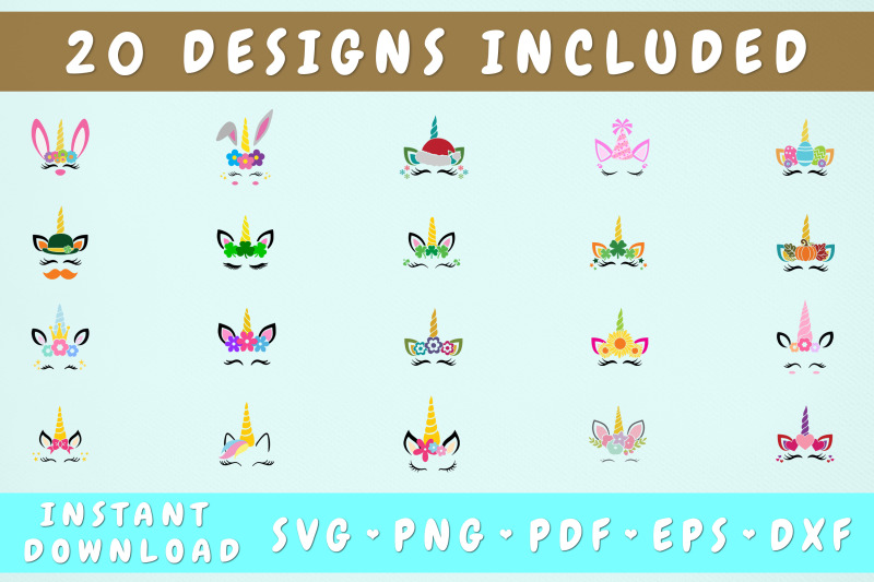 Unicorn SVG Bundle - 20 Designs PNG Include