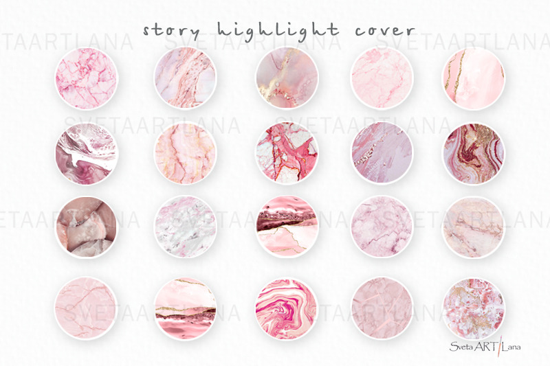 Instagram Pink Marble Highlight Cover By SvetaArtLana | TheHungryJPEG