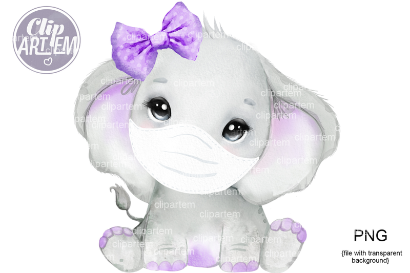purple-elephant-in-mask-girl-png-images-sublimation