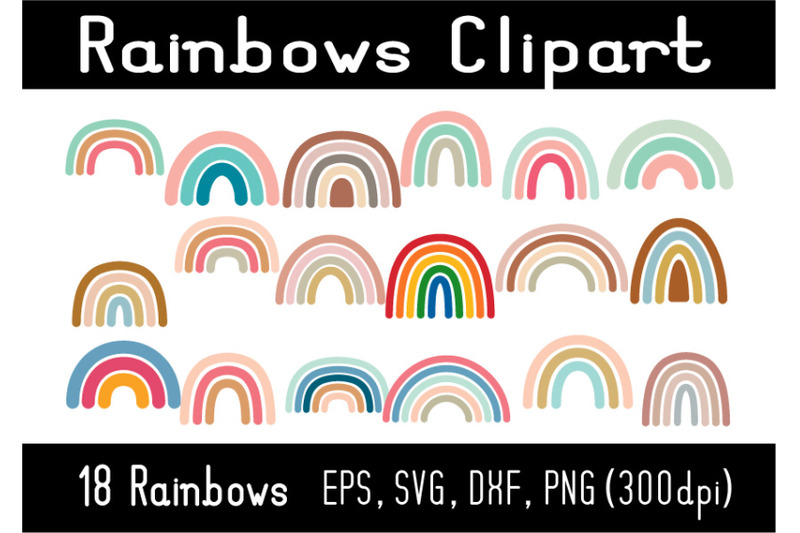 cute-colorful-rainbows-clipart-set