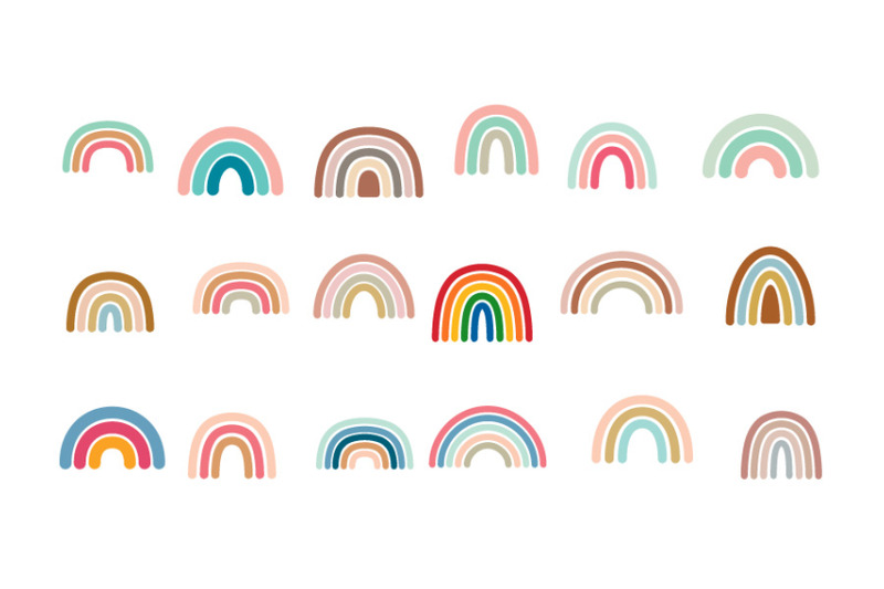 cute-colorful-rainbows-clipart-set