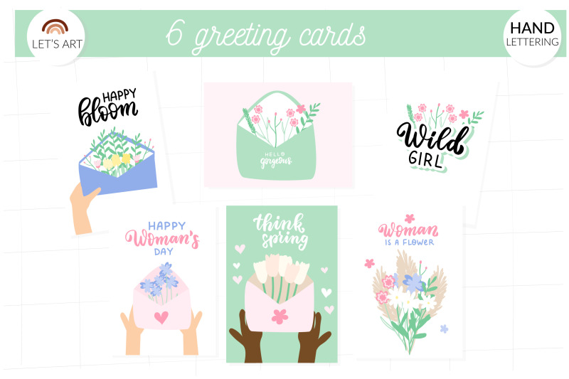 spring-wildflowers-greeting-cards-happy-womans-day-hand-lettering