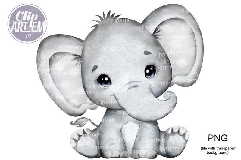 boy-elephant-png-clip-art-unisex-neutral-cute-watercolor-elephant