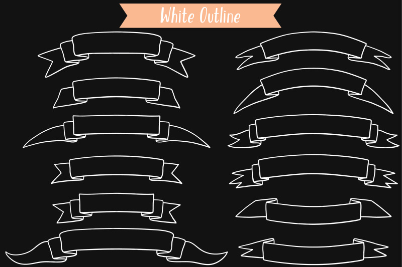 ribbon-banners-white-hand-drawn-decorative-elements-scroll