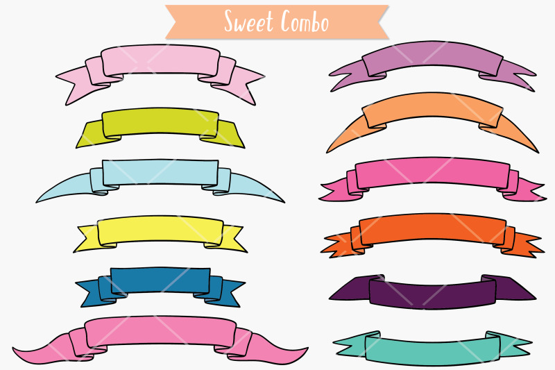 ribbon-banners-colored-hand-drawn-decorative-elements-scroll