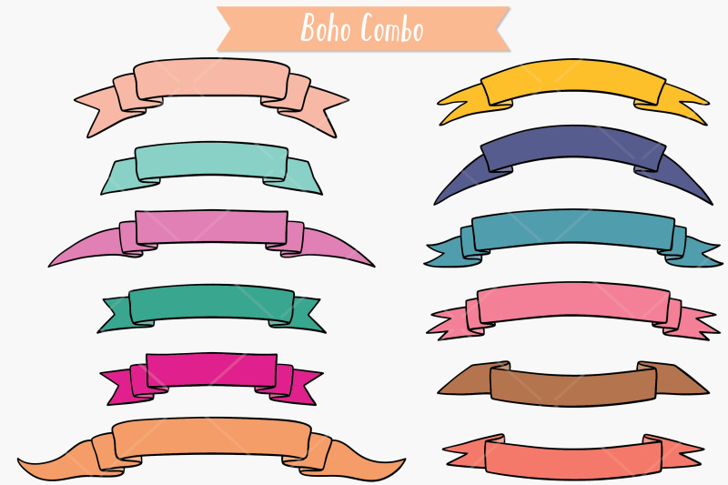 ribbon-banners-colored-hand-drawn-decorative-elements-scroll