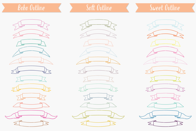 ribbon-banners-colored-hand-drawn-decorative-elements-scroll