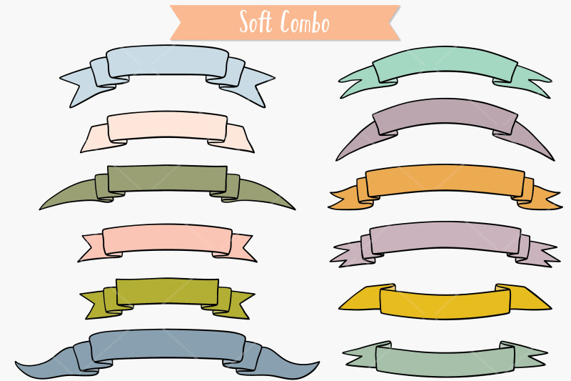 ribbon-banners-colored-hand-drawn-decorative-elements-scroll