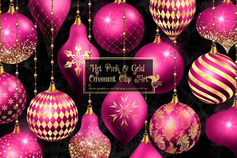 hot-pink-and-gold-ornaments-clipart