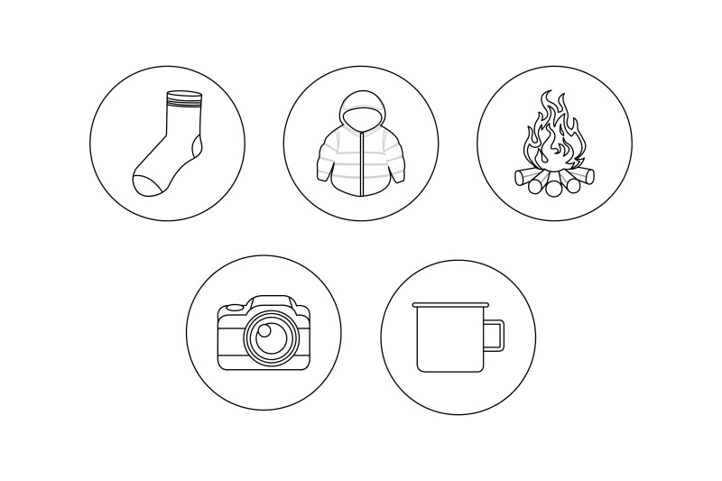 camping-camera-outline-icon-bundle