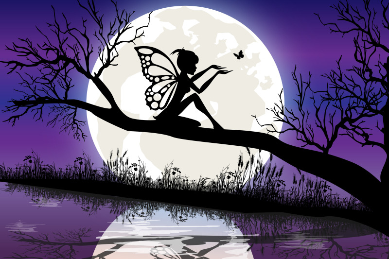 cute-fairy-and-moon-silhouette