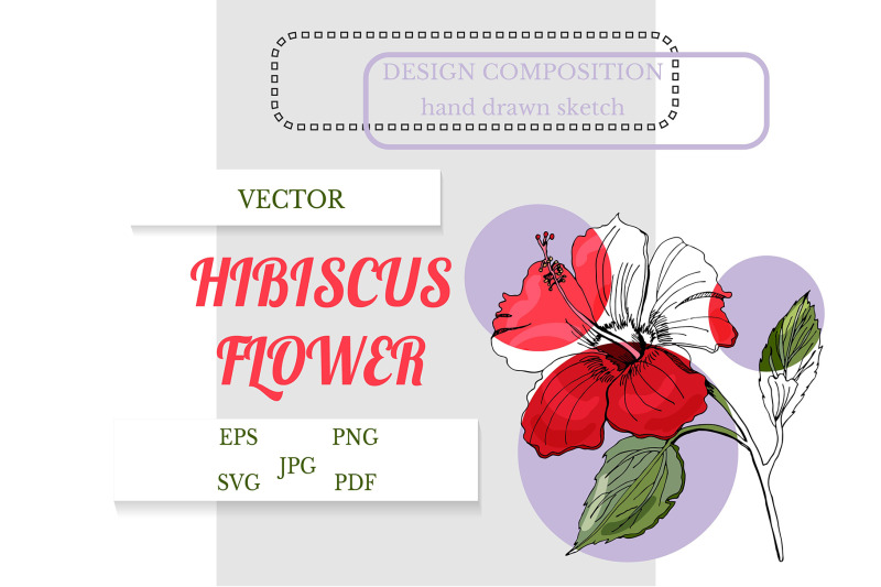 hand-drawn-hibiscus-flower-with-leaves-floral-svg